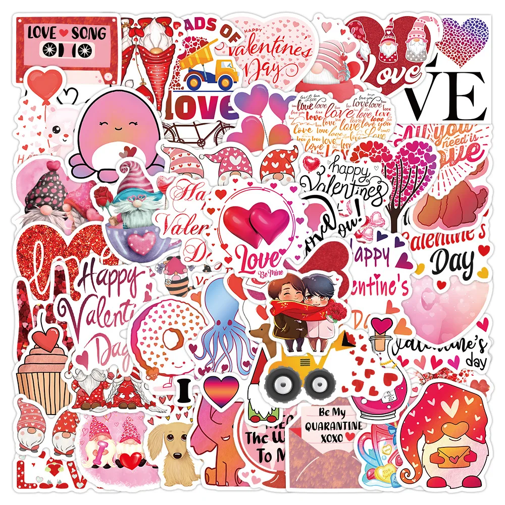 

10/50Pcs LOVE Stickers For Notebook Laptop Scrapbooking Material Adesivos Pink Stickers Vintage Valentine's Day Craft Supplies