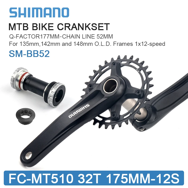 Pаспродажа SHIMANO DEORE FC MT510 Кривошип 12S MTB Кривошип 32T 175 мм с BB MT500/MT501/BB52 MT510 SHIMANO 2-PIECE шатун для горного велосипеда