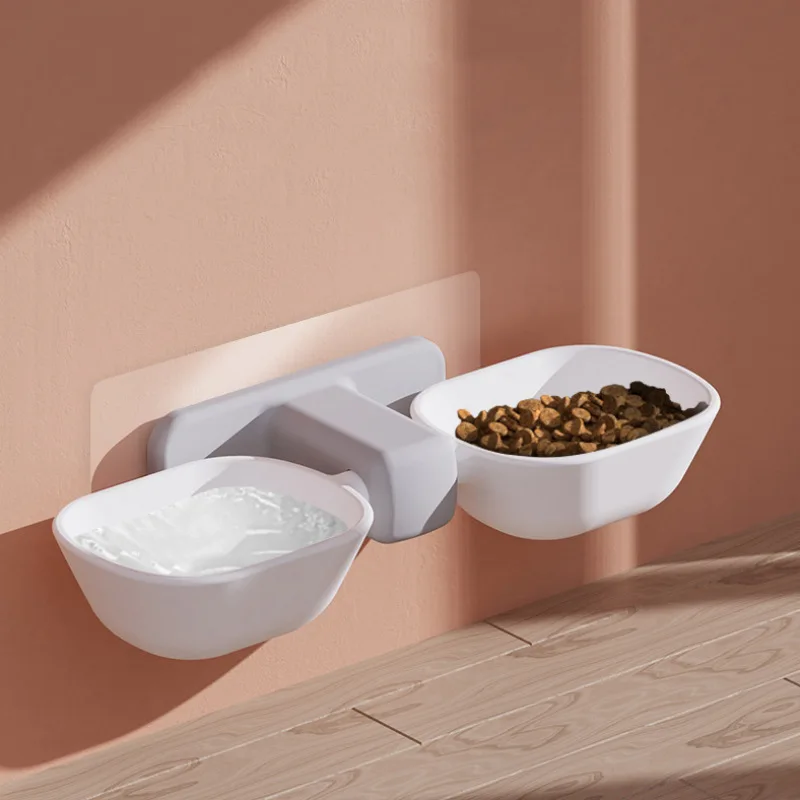 

New Cat Wall-mounted Bowl Anti-wet Mouth Anti-overturning Water Bowl Adjustable Height Removable