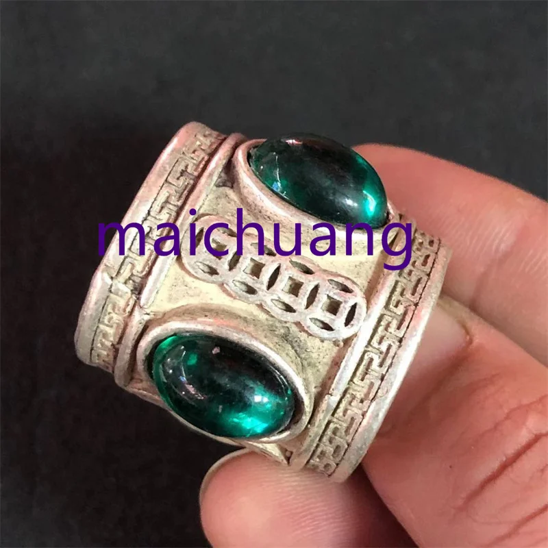 Фото Кольцо Mai Chuang/ Old China в тибетском стиле из серебра с инкрустацией винтажными красными камнями, народное традиционное кольцо, мужское ювелирное украшение, подарок №1