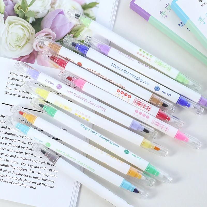 

MOHAMM 6 PCS Color-changing Double Head Markers Highlighters Set for Student Stationery School Supply Journal Scrapbook