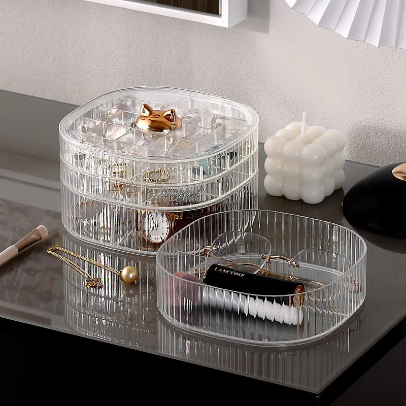 

New Jewelry Box Ring Earrings Bracelet Necklace Storage Box Multi-layer Portable Transparent Jewelry Box with Cover