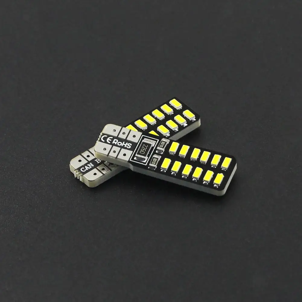 

2 шт., Автомобильные светодиодные лампы Canbus T10 24smd 3014 12 В