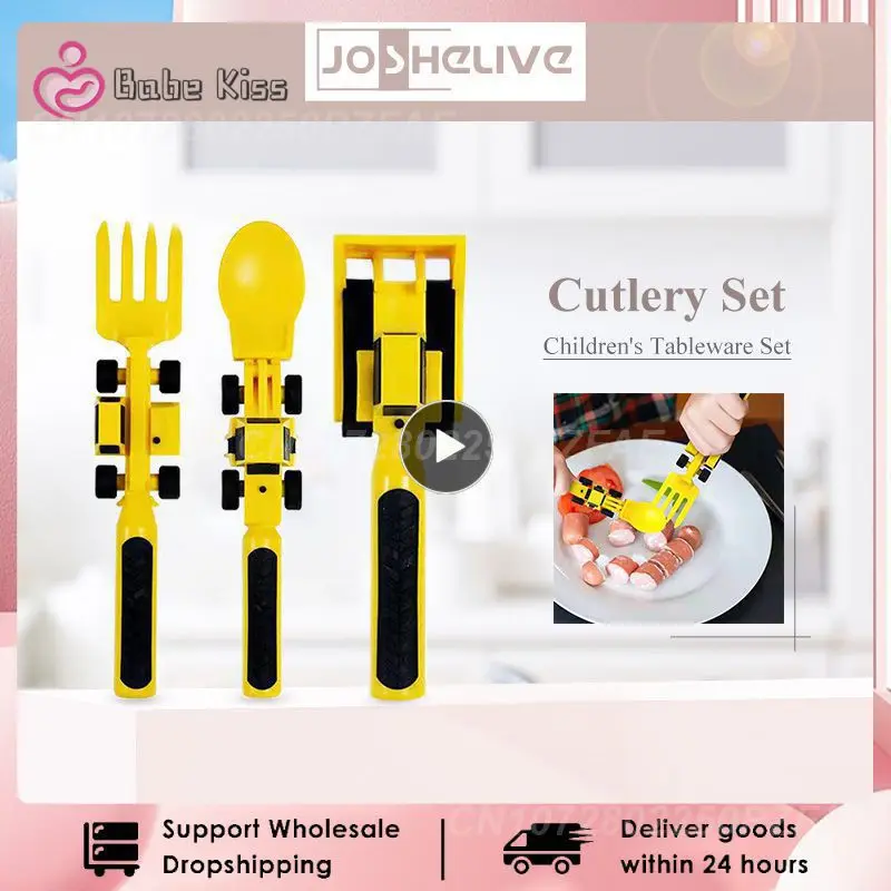

Children's Car Tableware Bulldozer Excavator Shovel Fork Excavator Shovel Fork Baby Kids Tableware Set Child Learning Dishes