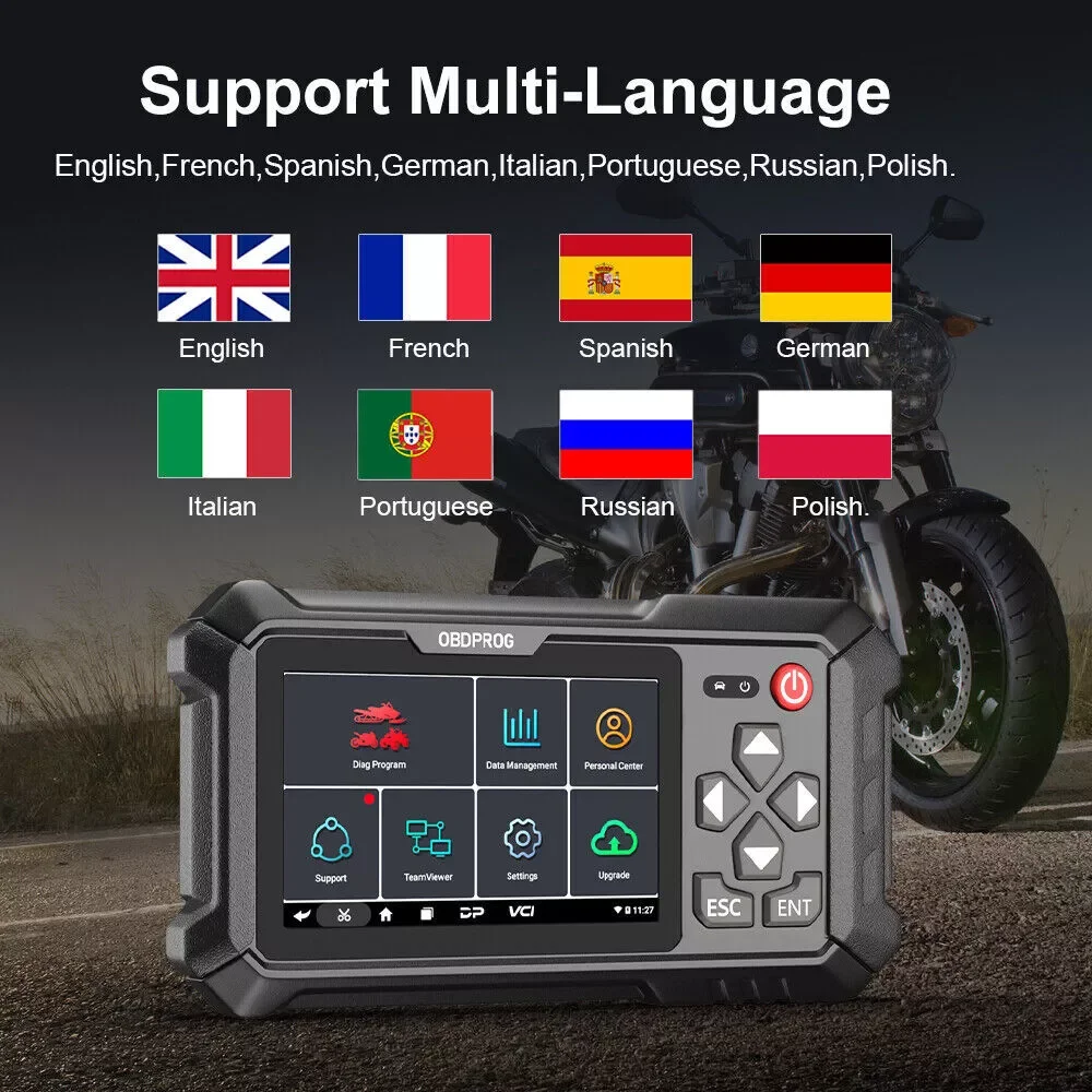 Инструмент для полной диагностики мотоцикла OBDPROG MOTO 100 сканер OBD2 кодирование ECU ABS