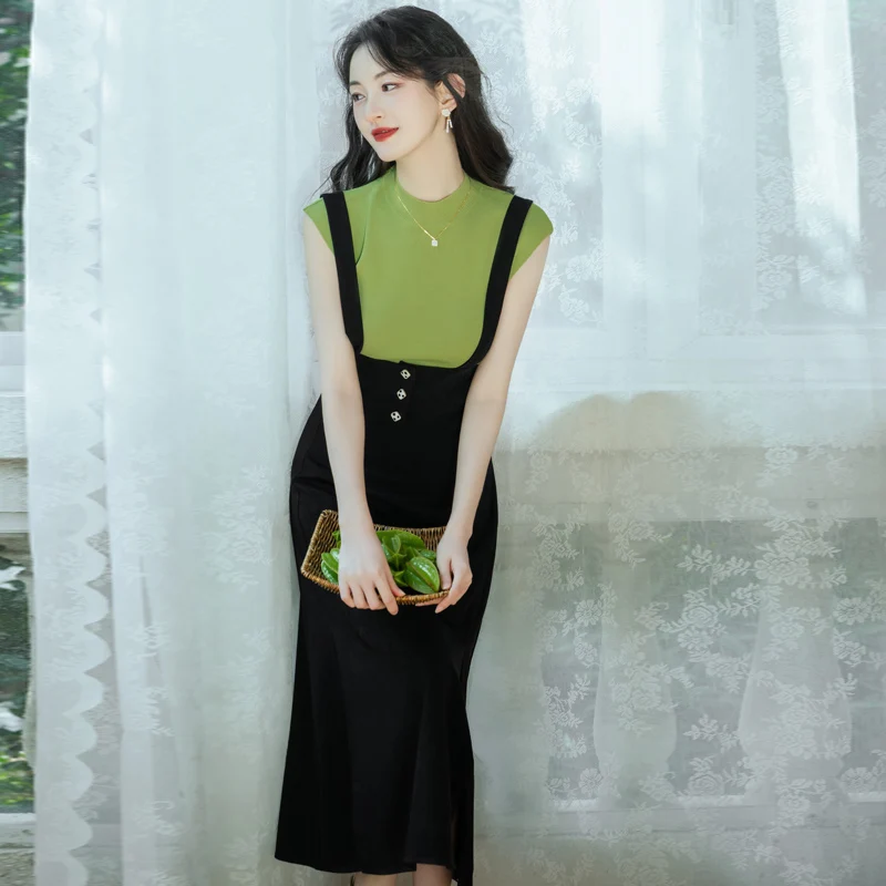 Женское трикотажное платье-свитер без рукавов в Корейском стиле