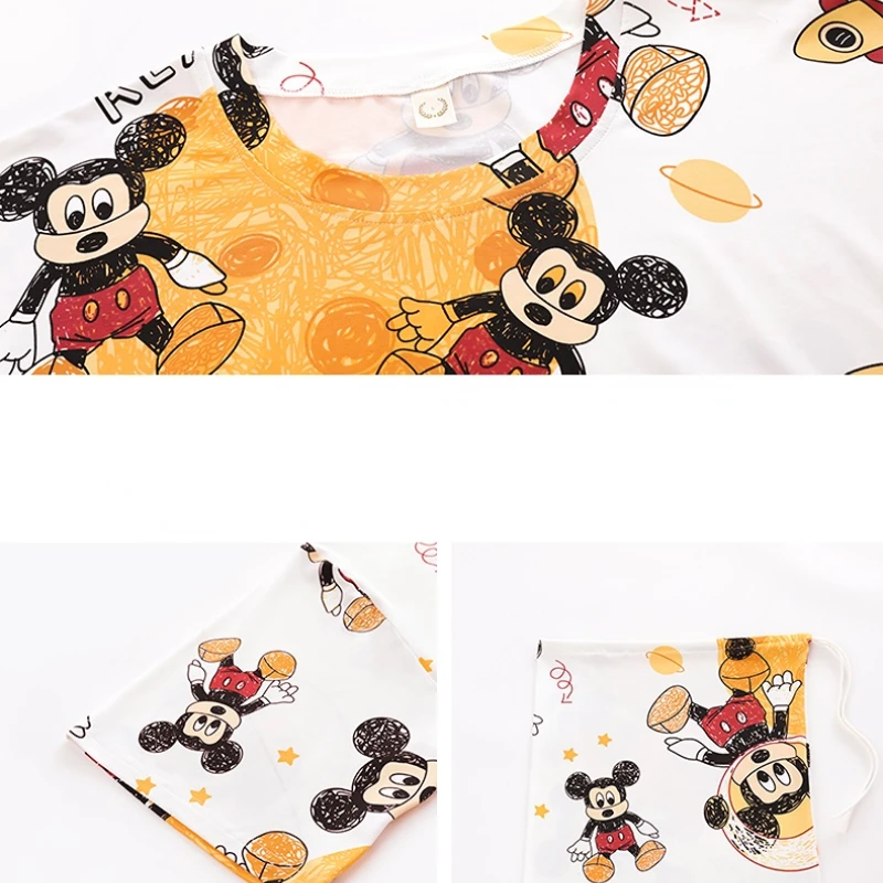 Disney Summer High Quality Mickey Sleepshirt Women Nightgown Casual Cotton Nightdress Female Short Sleeve O-neck Sleeping Dress