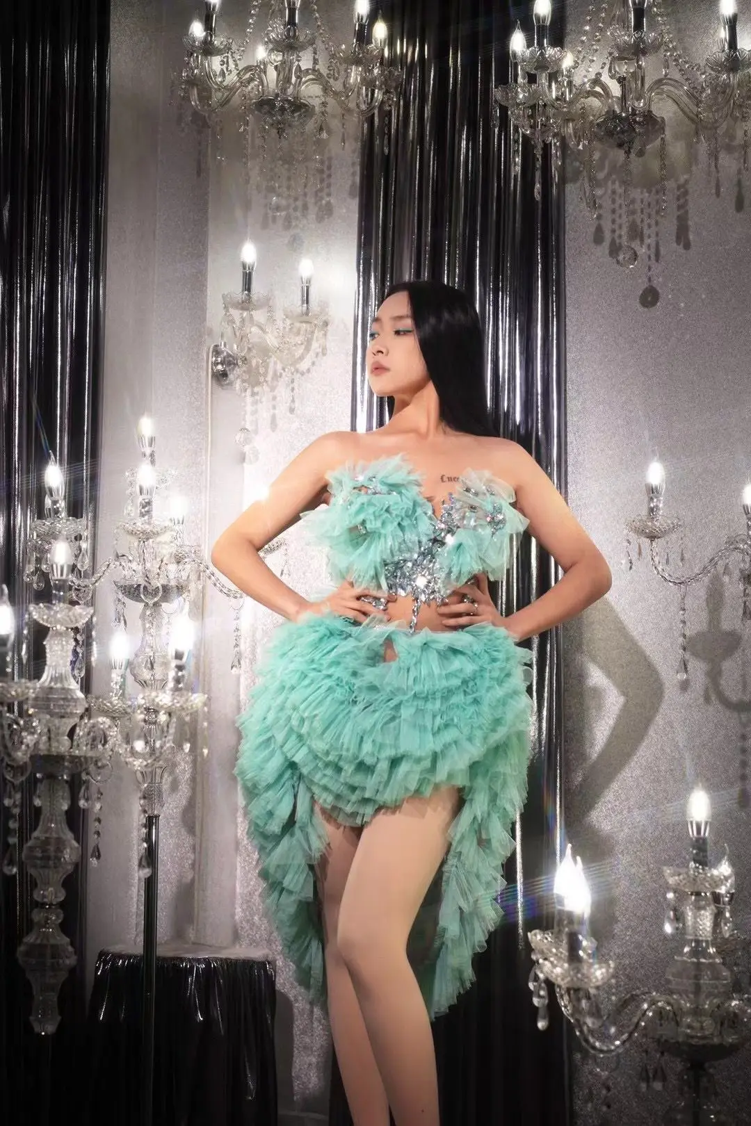 Пышный женский наряд платье Drag Queen 2024 новый дизайн сексуальная одежда для