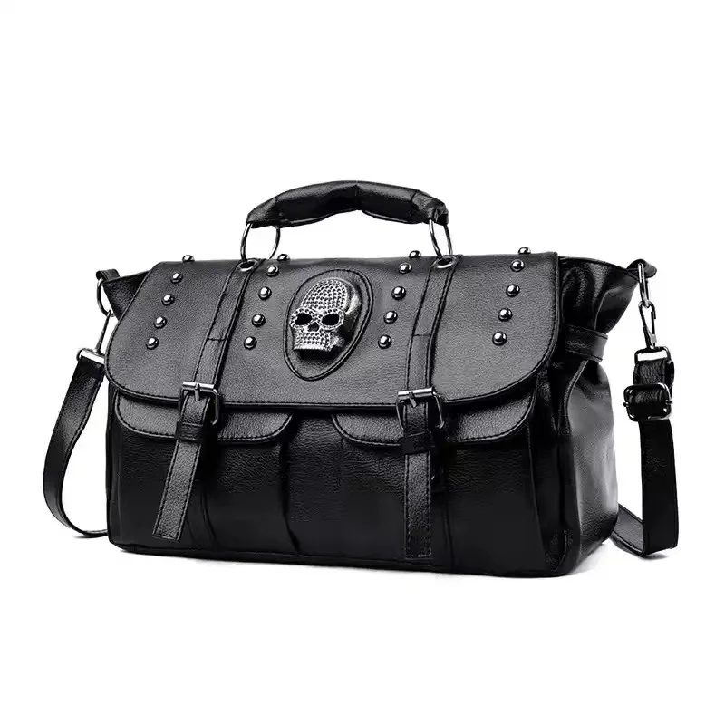 

Annmouler Женские сумки в стиле панк из искусственной кожи с черепом, сумка-тоут, черная вместительная сумка через плечо 2022, роскошная сумка через плечо Ba