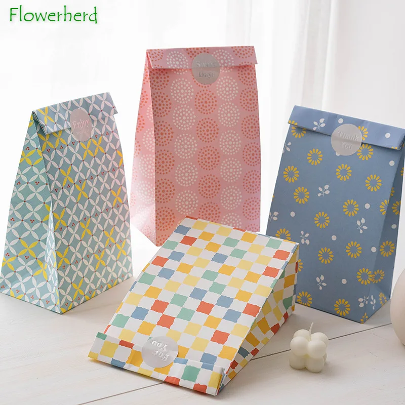 

Floral Gift Bags Flowers Birthday Gift Bag Goodie Bags for Kids Bulk Baby Shower Wedding Birthday Party Favor Bags with Stickers