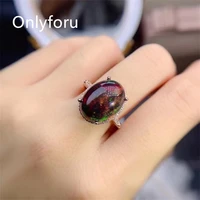 big size 1014mm black opal ring for women jewelry natural gemstone real 925 silver party gift colorful flash