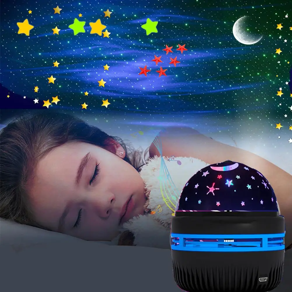 

RGB Projector Lamps USB Charging Stars sky moon Led Night Light Rotating Magic Ball Lights For Home Children Bedroom Decoration