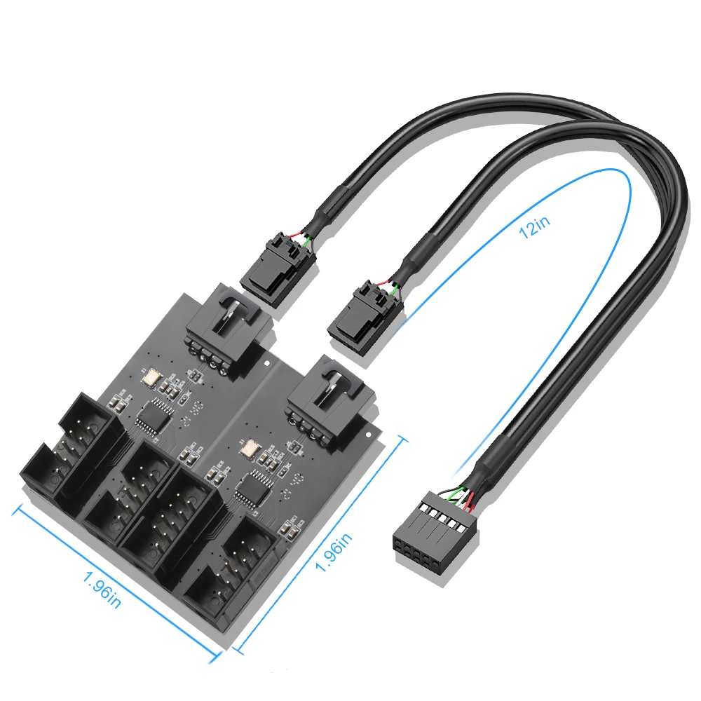 Rocketek USB 9pin расширительная плата штекер от 1 до 2 / 4 розеток удлинительный кабель