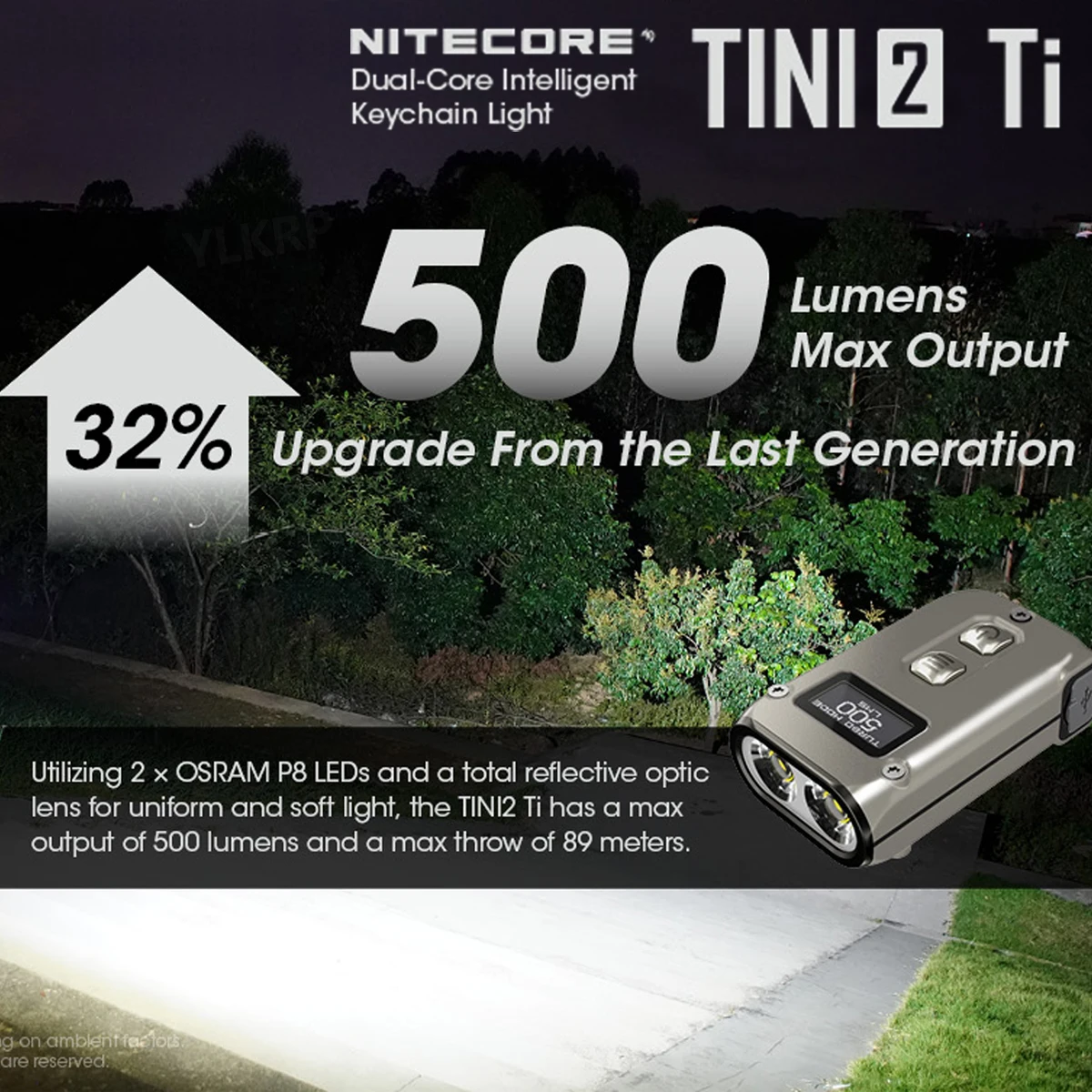 Фото NITECORE TINI2 TI/TINI2 SS брелок свет 500 люмен Type-c перезаряжаемый EDC компактный титановый сплав Flshlight №4