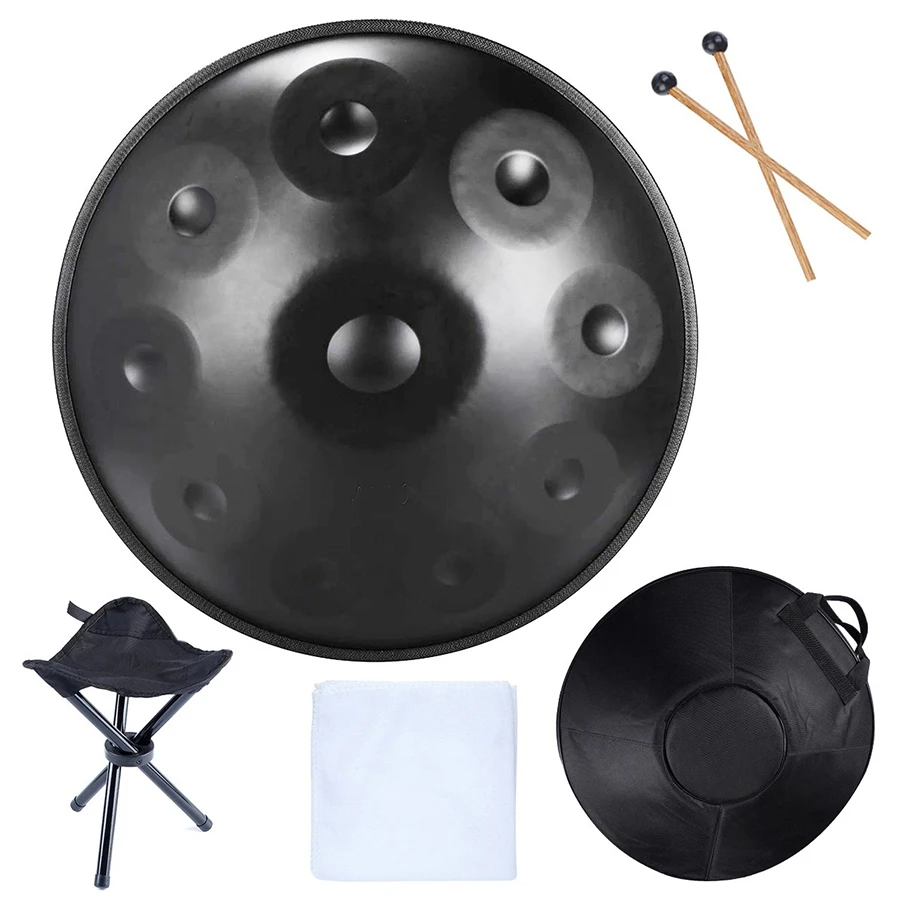 22 Inch Handpan Hand Drum 9/10 Tones Ethereal Drum Professional Tambourine Music Drums Musical Instruments with Accessories Gift