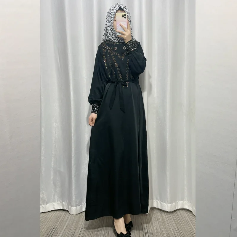 

Morocco Eid Muslim Women 2023 New Diamonds Dress Abaya Party Dresses Dubai Arab Turkey Ramadan جلابيه نسائية long dress