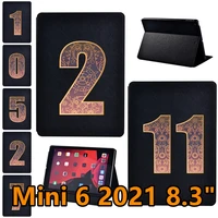 tablet case for ipad mini 6 8 3inch 2021 a2567a2568a2569 number print pattern series cover mini 6 pu leather shockproof cases