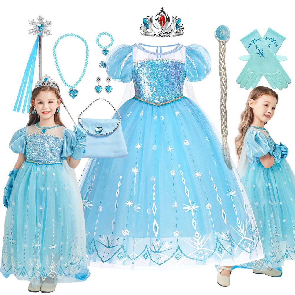 Снежная королева костюм принцессы для девочек Холодное сердце Эльза роскошные
