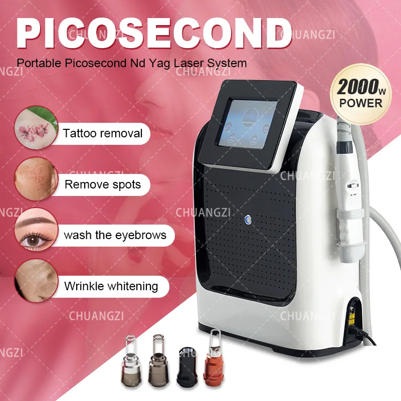 

2023 Portable Q Switch nd Yag L-aser Tattoo Removal Beauty Machine Pigments Removal /1064nm 532nm 1320nm pico l-aser