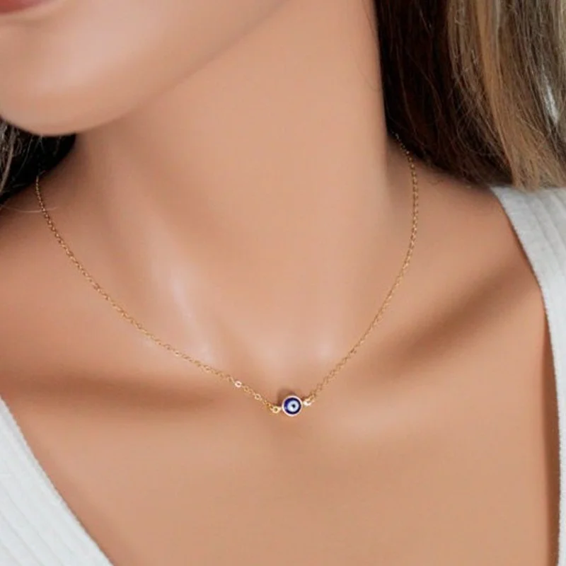 

Evil Eye Pendant Necklaces for Women Girls Friends Blue Turkish Demon Eyes Chokers Gold Silver Chain Necklace Minimalist Jewelry