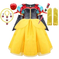 2022 newest disney girls snow white tutu cosplay costume knee length christmas fancy bow dressheadband princess party clothing