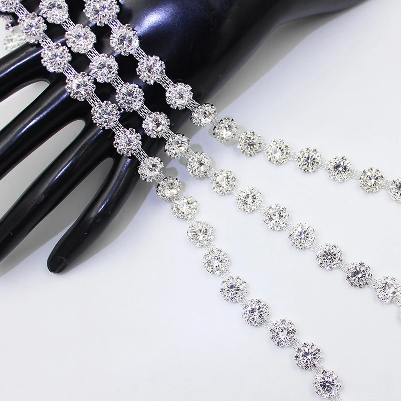 

1Yard Wholesale Trimming Withglass Rhinestone Silver Gold For Wedding Dress Bodice Crystal Bodice Applique Free Shipping