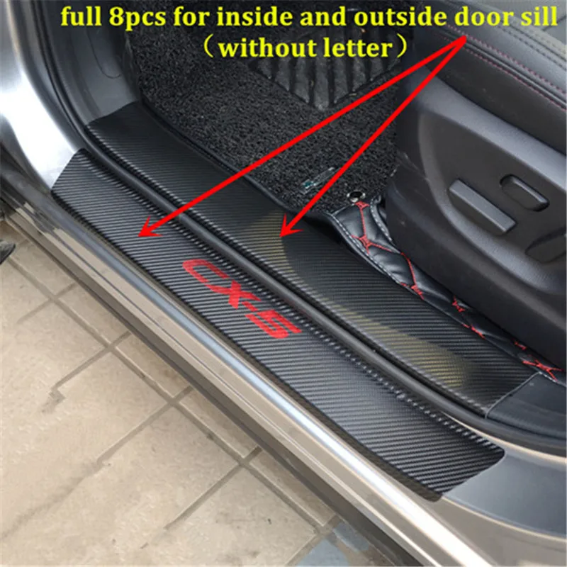 

4pcs/Lot Car Styling Sticker Carbon Fiber Grain PU Leather Door Sill Decorative Cover For 2015 2016 2017 MAZDA CX-5 CX5 CX 5
