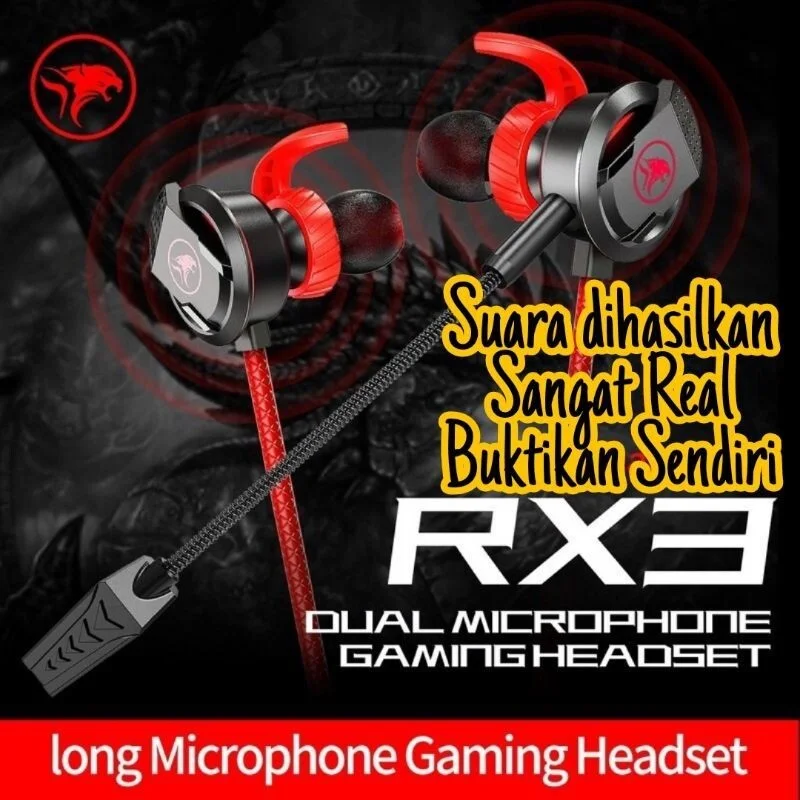 

MF Plextone xMowi RX3 Earphone Gaming iPhone Android Dual Microphone Long Mic Noise Cancelling Bass Headphone PUBG