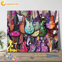 chenistory painting by number color guitar drawing on canvas handpainted painting art gift diy musical instruments kits home dec