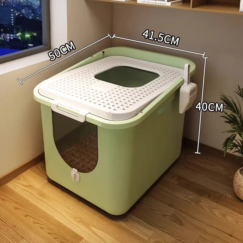 

Top Entry Bathroom Cat Bedpan Big Toilet Deodorization Convenient Cat Bedpan Enclosed Leak Proof Katzen Toilette Sand Box QF50CB