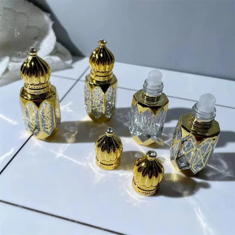 

1~20PCS 6ml Luxury Style Golden Refillable Perfume Bottles Glass Roll-on Essential Oil Bottle Empty Cosmetics Sample Test