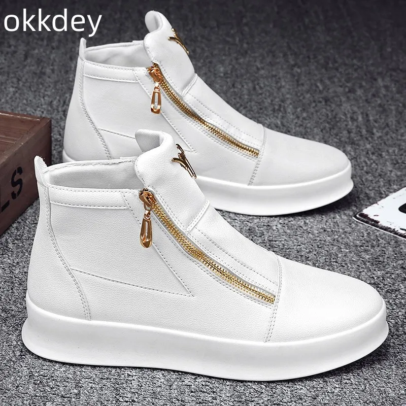 

Men's Leather Sneakers Genuine Leather Casual High Top Men's Fashion Trendy Loafer Flat Outdoor Designer Shoes New Spring Summer