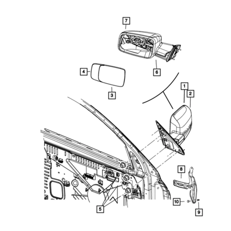 Car Parts Trailer Tow Mirror Bracket &amp Hardware Set 68078242AA 68078243AA For Dodge Ram 1500-5500 2010-2021