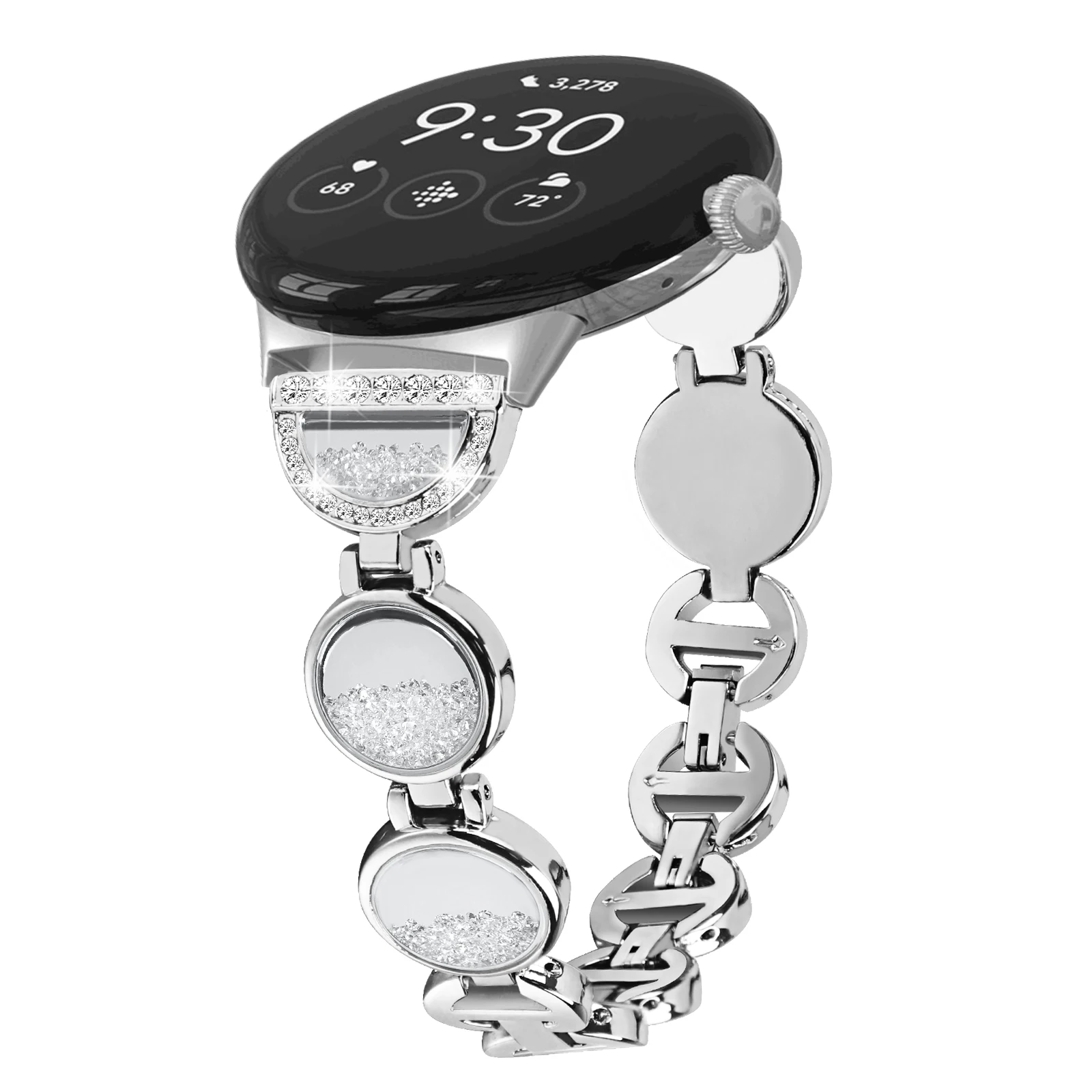 Фото Для Google Pixel Watch 4 3 2 1 ремешок из нержавеющей стали с бриллиантами металлический ремешок для часов Pixel Watch 2 3 4 браслет correa №1