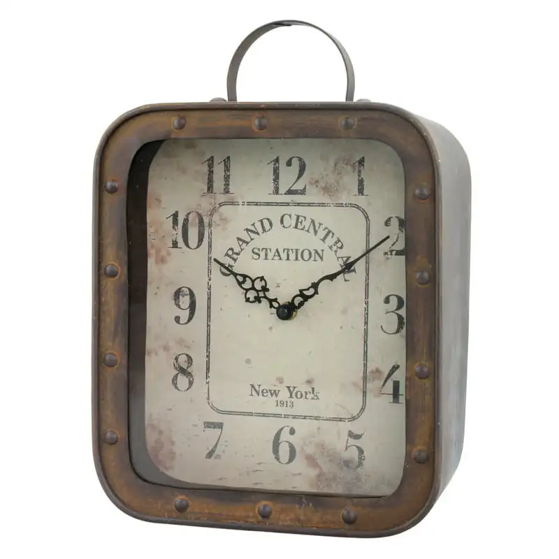 

14.2" x 10" Brown Analog Rectangle Vintage Battery Operated Tabletop Clock