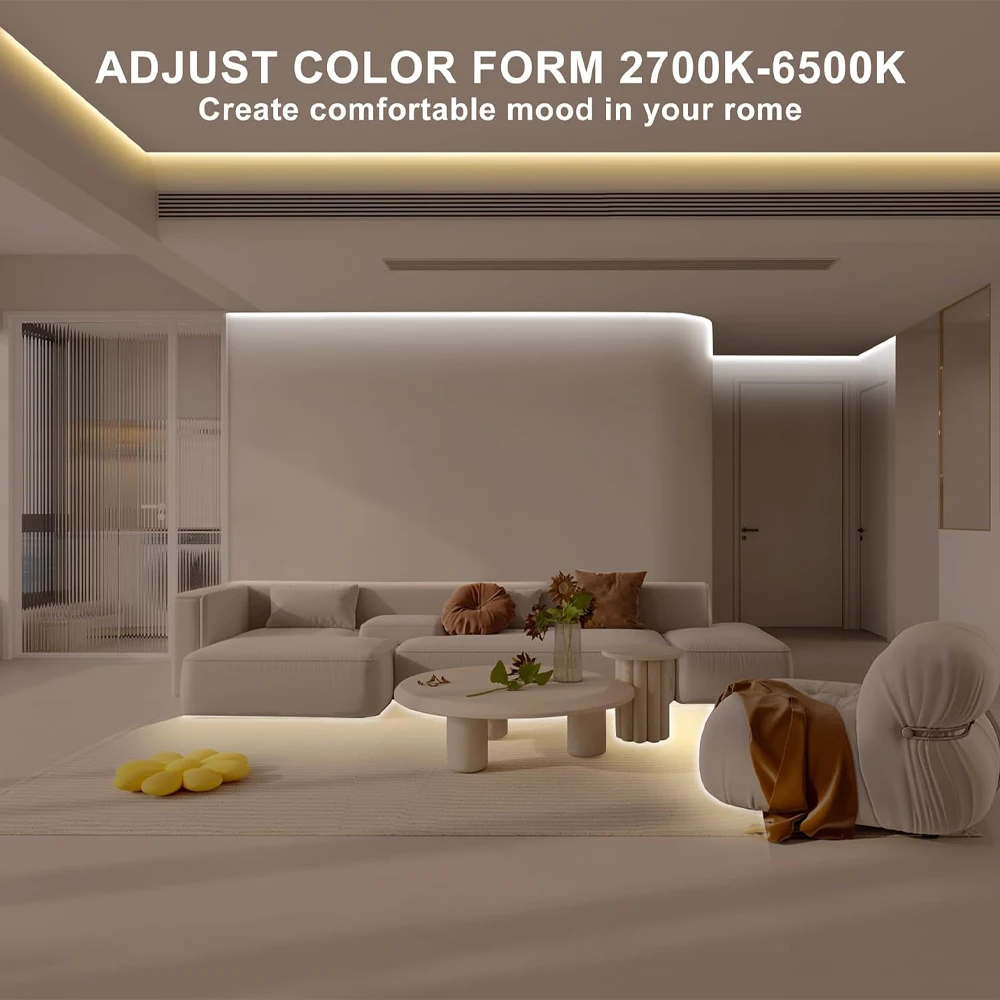 Фото Светодиодная лента COB CCT Zigbee 3.0, 5 м/10 м, без видимых точек, 24 В, диммируемая, гибкая, для потолочного освещения, совместима с Alexa, Google Assistant, SmartThings №2