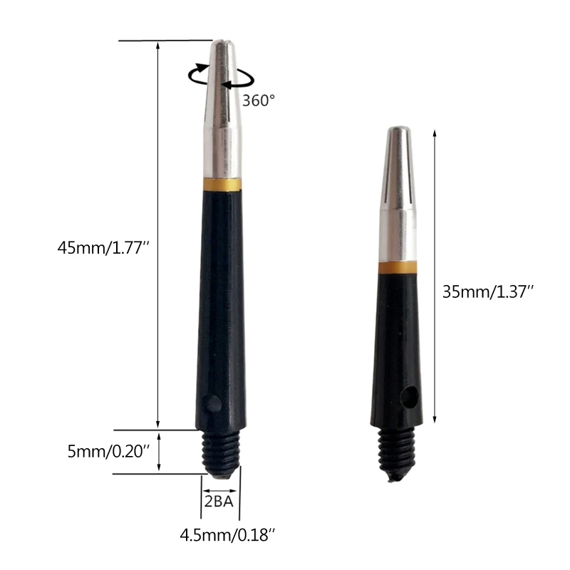 

4pcs 45mm/35mm 2BA 360degree Spin Nylon and Aluminum Dart Shaft Plastic Dart Accessories E56D