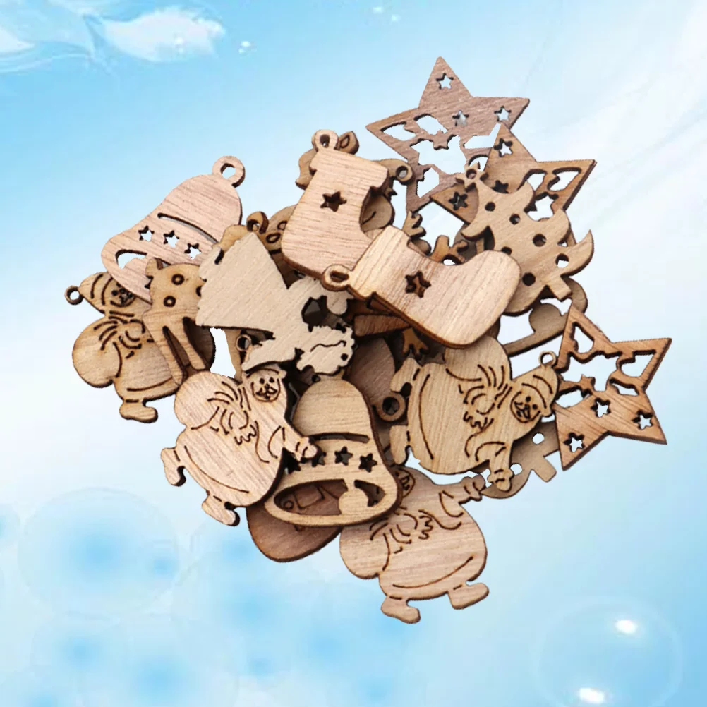 

Christmas Wood Hanging Wooden Pendant Tagornament Slices Craft Embellishments Crafts Cutouts Party Decoration Stocking Cutoutdiy