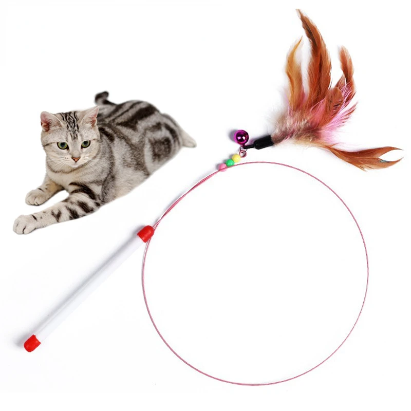 

Funny Cat Stick Toy Colorful Feather With Bell Plush Fish Pet Cat Interactive Training Playing Stick Toy Cat Teaser Pet Supplies