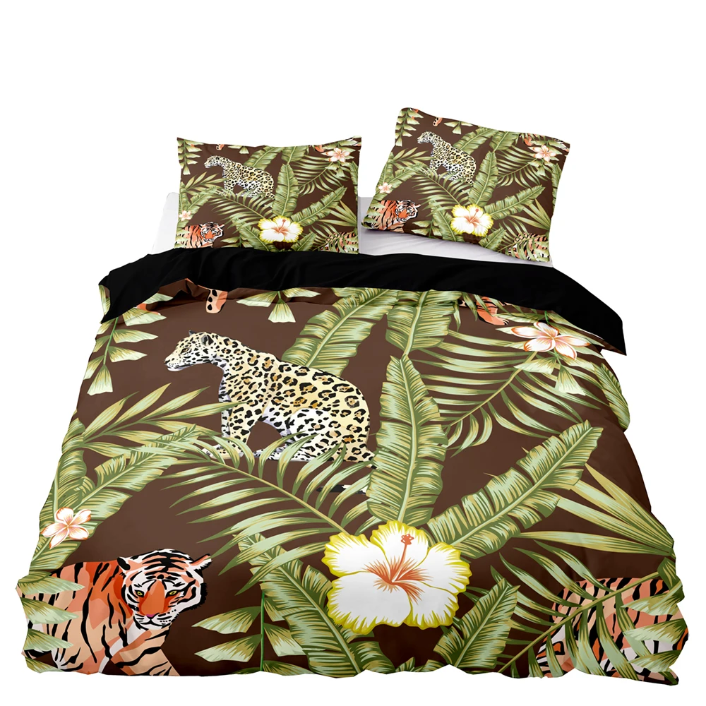 Комплект светлого и темного постельного белья простой в уходе пододеяльник с