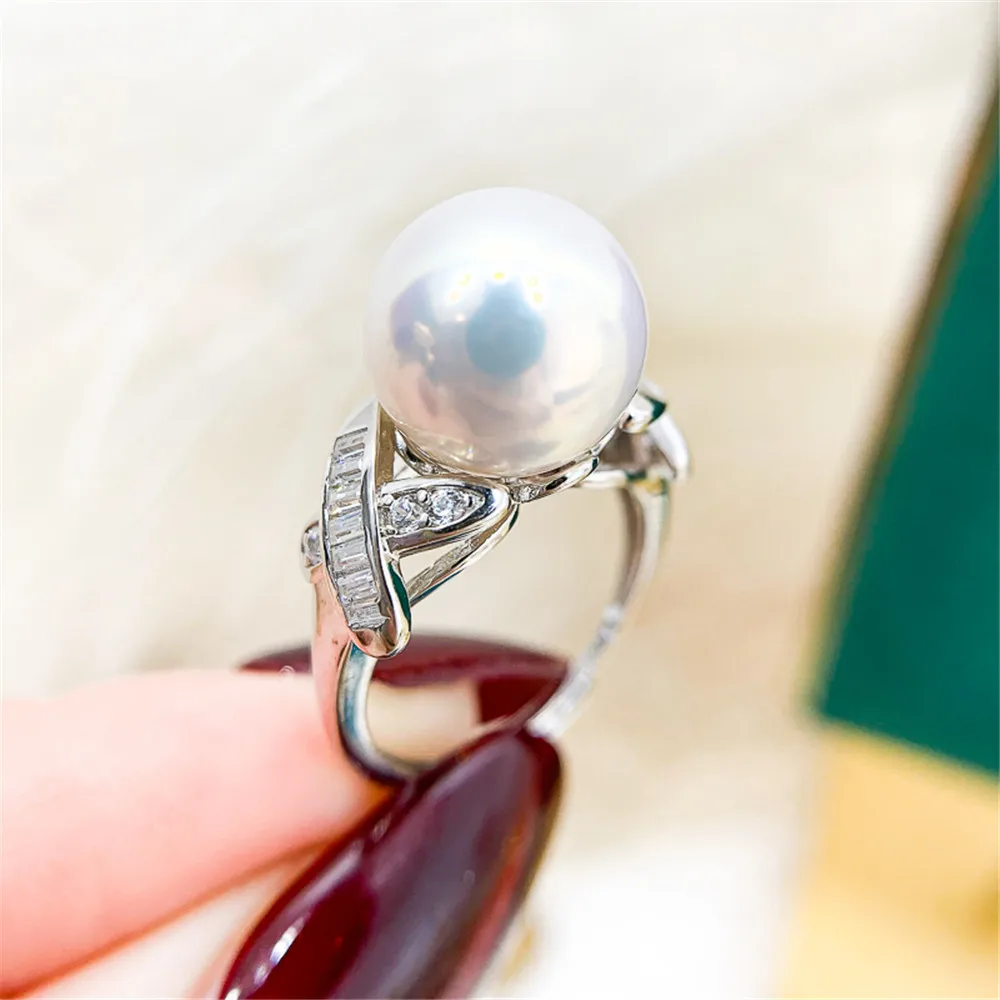 

Жемчужные аксессуары «сделай сам», кольцо из серебра 925 пробы с жемчугом, пустой держатель, модный золотистый и серебристый держатель для колец, подходит для вставки бусин 11-13 мм