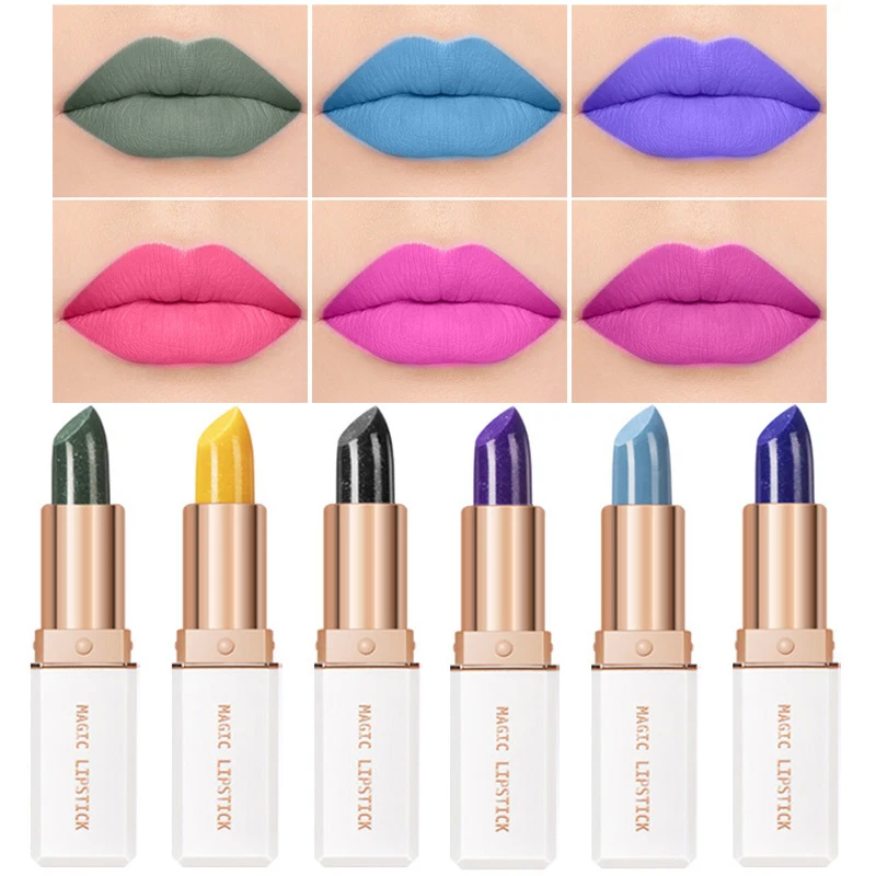 

6 Colors Magic Lipstick Temperature Color Changing Lip Balm Moisturizing Blue Rose Lip Natural Long Lasting Sexy Lip Gloss