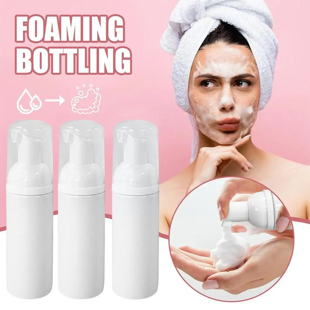 

60ml Plastic Refillable Foam Bottle Portable Facial Foaming Cleanser Bottle Mousse White Subpackage Plastic U2P0