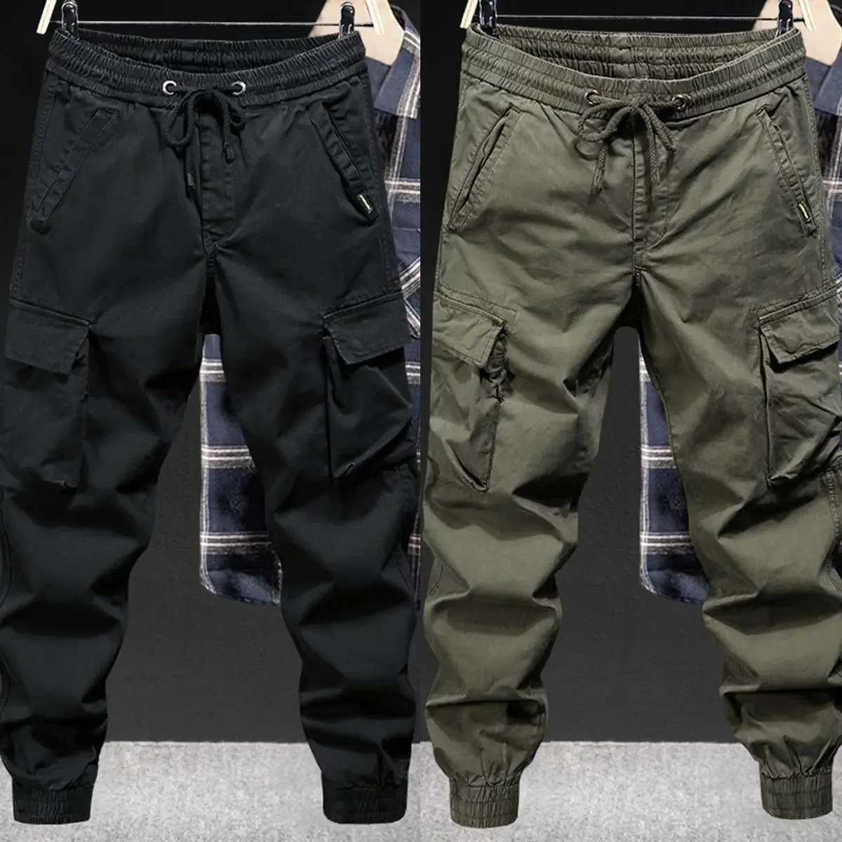 

Loose Solid Y2k Street Wear Cargo Pants Multiple Pockets Men Casual Tactical Work Straight Trousers Outdoor Hiking Overalls Male