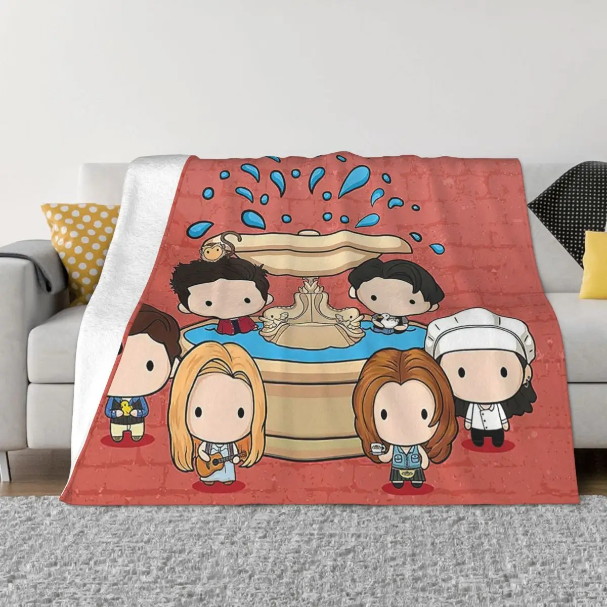 

Friends TV Show Blankets Flannel Summer Air Conditioning Cartoon Fountain Portable Thin Throw Blanket for Home Couch Rug Piece