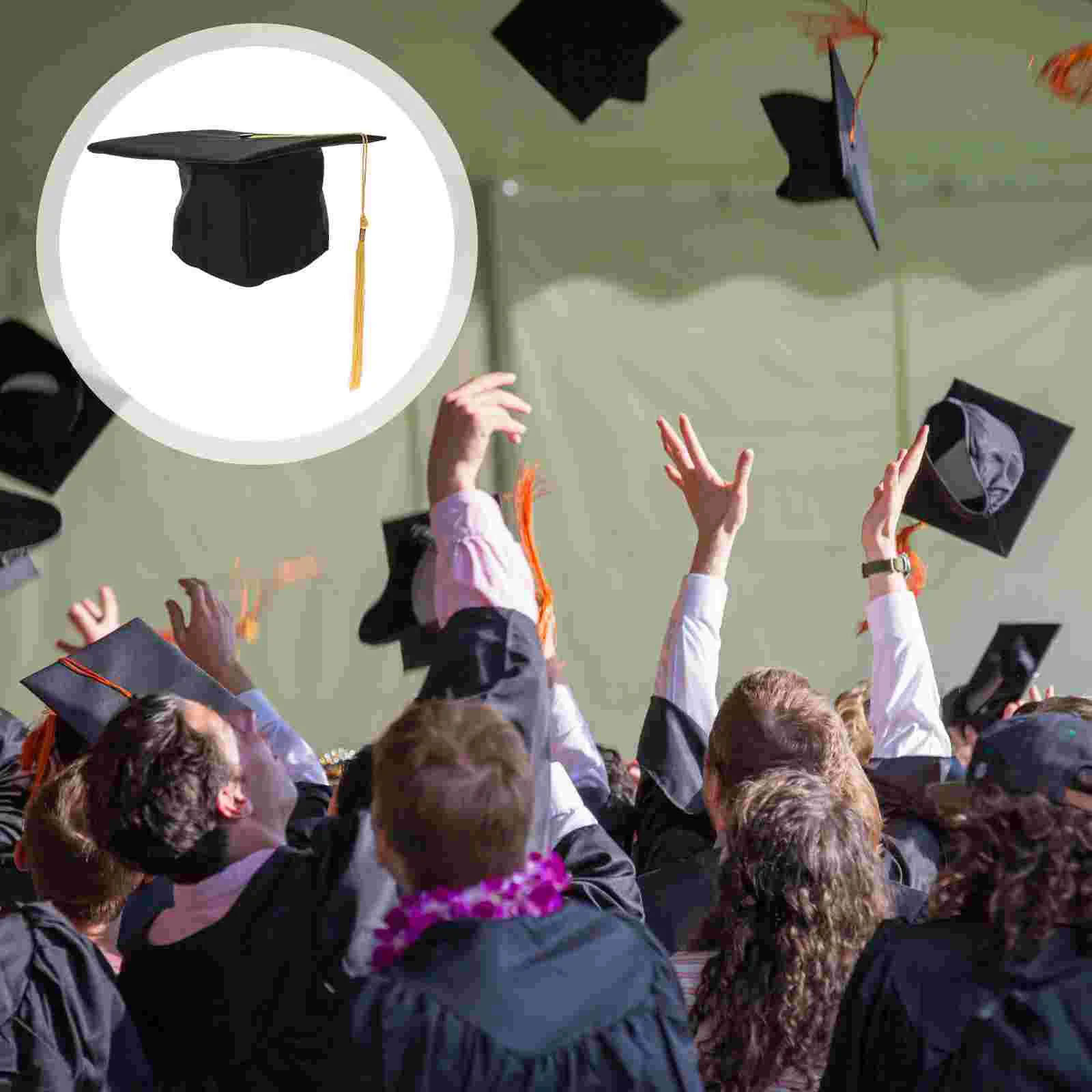 

Graduation Cap Hat Adult Caps Gown Mortar Board Academic College Grad Fringed Gifts Adjustable Bachelor Black Tassel School