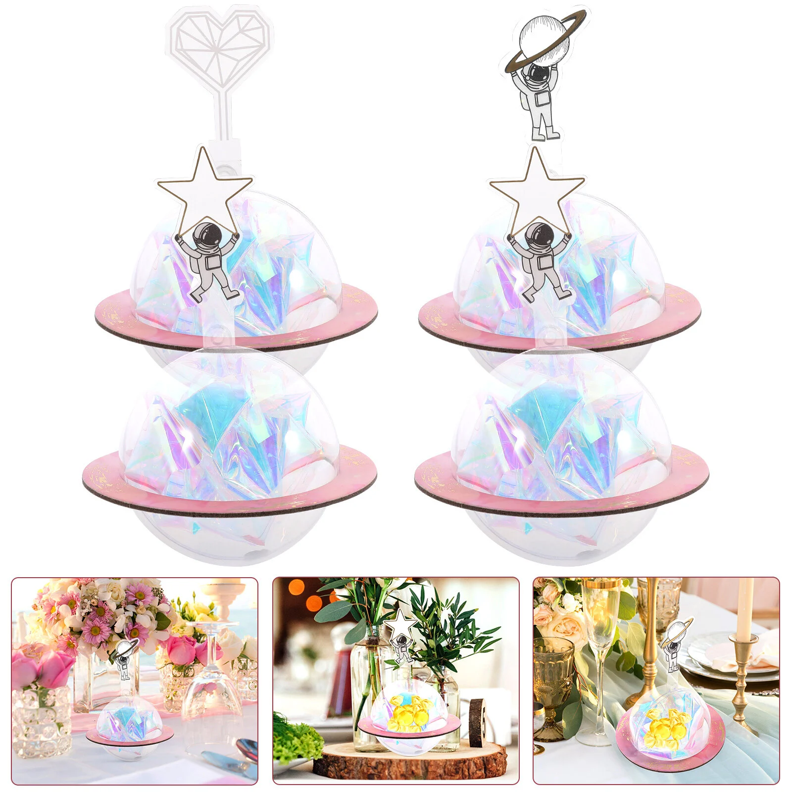 

4 Pcs Ball Candy Cases European Style Plastic Paper Party Favor Containers Unique