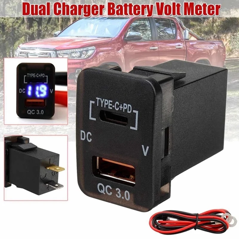 

30X20MM Car USB Charger QC3.0 Fast Charge with PD Type C USB Charger Adapter for Toyota