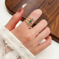 colorful zircon love ring for women female simple geometric opening finger bague minority personality vintage anillos jewelry