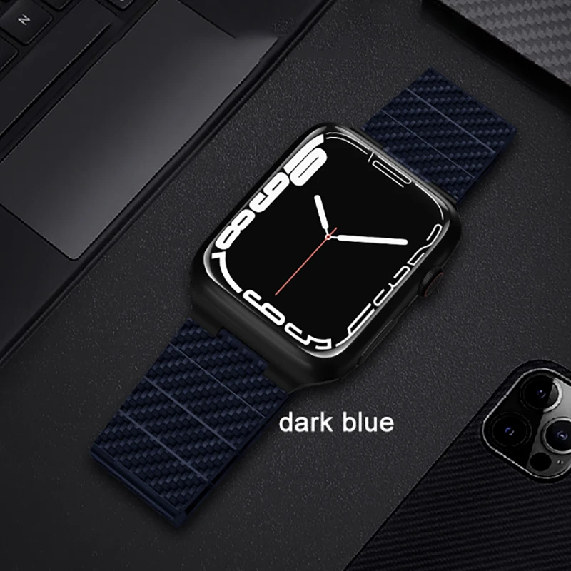 Carbon Fiber Watchband for Apple Watch Band 44mm 42mm 40mm 38mm 45mm Bracelet Strap for iwatch 7 6 SE 5 4 3 2 Series Accessories